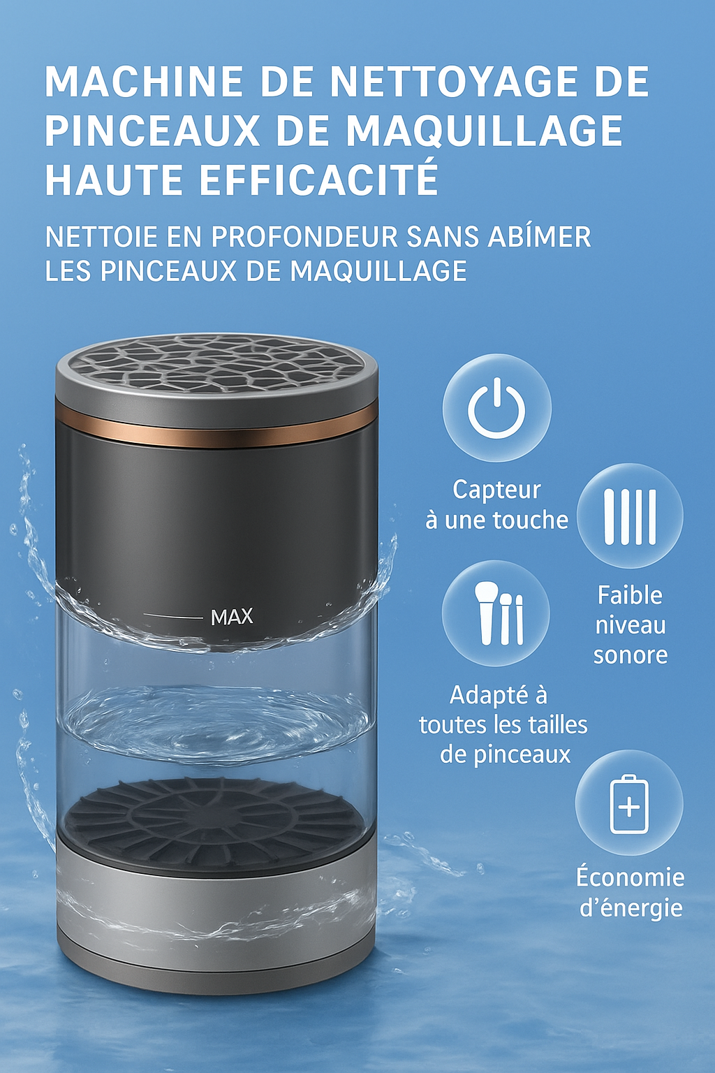 Nettoyeur de Pinceaux de Maquillage USB – Rapide, Sans Odeur et Sans Pile