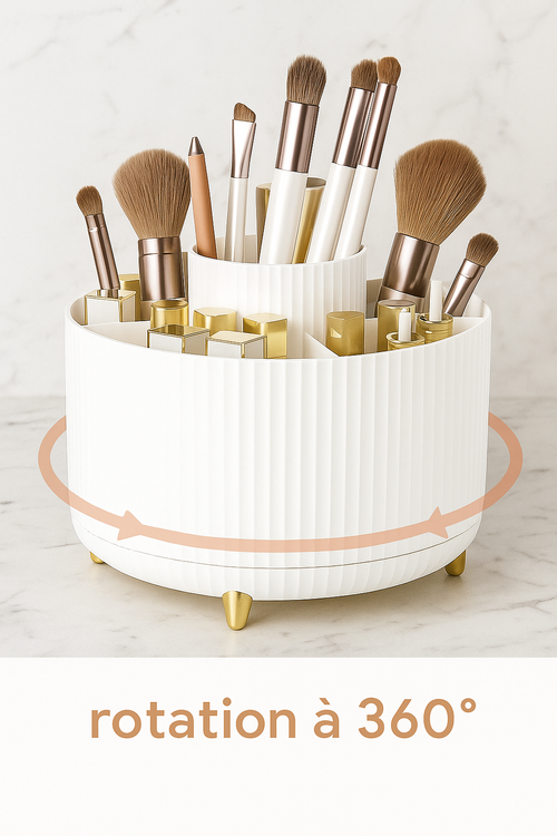 Boîte de rangement maquillage rotative 360° – Grande capacité, portable