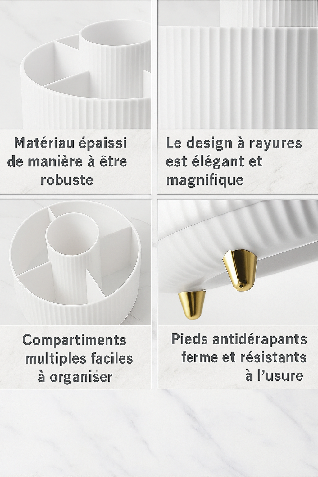 Boîte de rangement maquillage rotative 360° – Grande capacité, portable