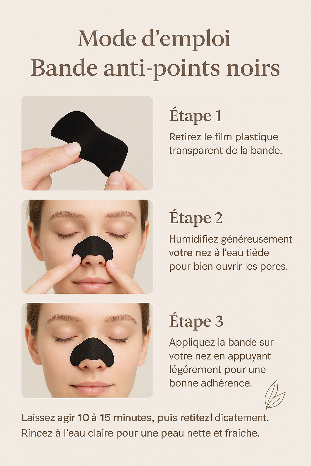 🌸 Masque Anti-Points Noirs pour le Nez – Bandes Nettoyantes Purifiantes